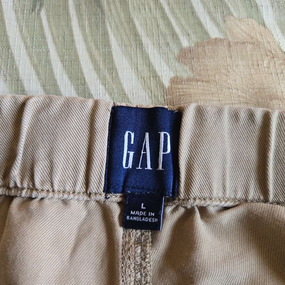 3/$25 Gap Khaki Lyocell Shorts Large Cargo Cuffed Drawstring Safari Casual - Picture 5 of 11